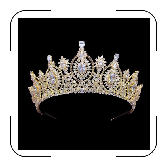 Vintage Bridal Tiara Cubic Zirconia Crown for Wedding Quince 